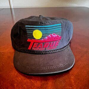 Vtg Teague Equipment Company Black Snapback Hat Embroidered Imperial Headwear